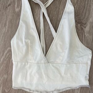 BDG White V-Neck Crop Bralette Tank